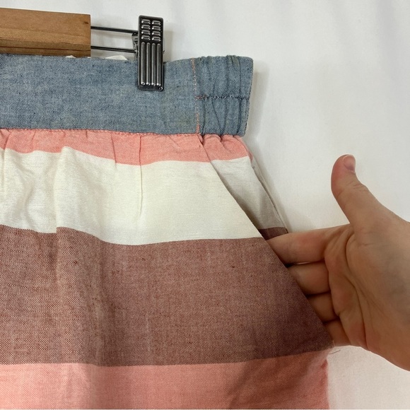 3/$30 LOFT | Striped Rayon Blend Elastic Waistband Mini Skirt M - Picture 3 of 5